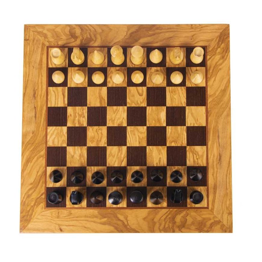 Olive Wood Chess Set 40x40cm With Modern Style Pieces Manopoulos – 3