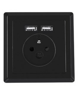 Lanberg AC-WS01-USB2-E-B pistikupesa 2 x USB A + Type E Must