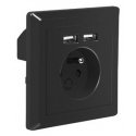 Lanberg AC-WS01-USB2-E-B socket-outlet 2 x USB A + Type E Black Lanberg AC-WS01-USB2-E-B socket-outlet 2 x USB A + Type E Black