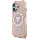 Case Guess IML Metal Glitter 4G Circle Triangle MagSafe for iPhone 16 pink Case Guess IML Metal Glitter 4G Circle Triangle MagSafe for iPhone 16 pink