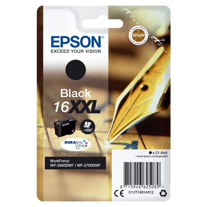 Epson C13T16814012 tintes kārtridžs 1 pcs Oriģināls Ekstra (Super) augsta produktivitāte Melns