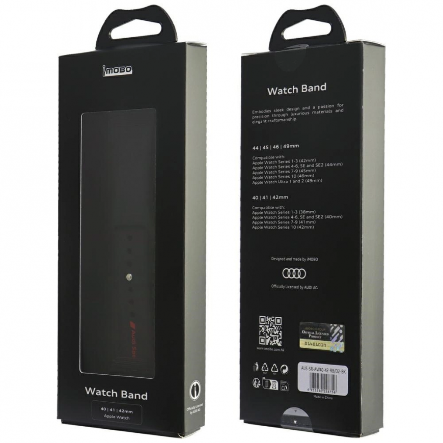 Audi Sport Raudona Logo Silicone Watch Strap for Apple Watch 40 / 41 / 42 mm - juodas – 4