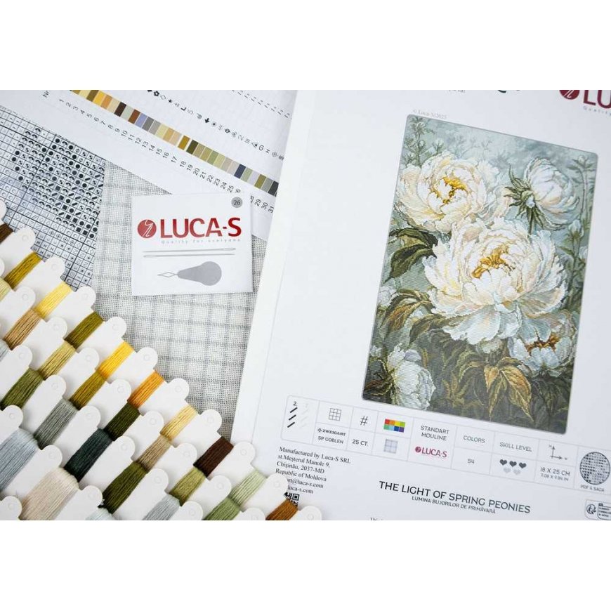 luca S Petit Point set - Spring Light Peonies 18x25cm SG715 – 4