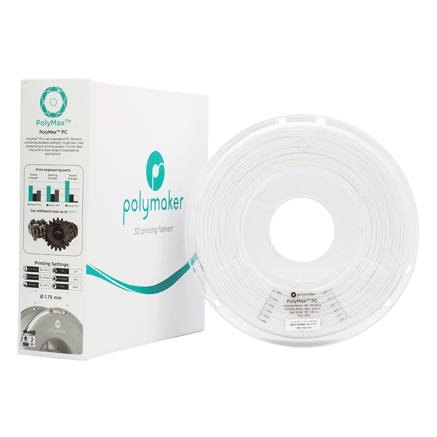Polymaker PolyMax Tough PC - 0,75 kg - 1,75 mm - Valkoinen – 2