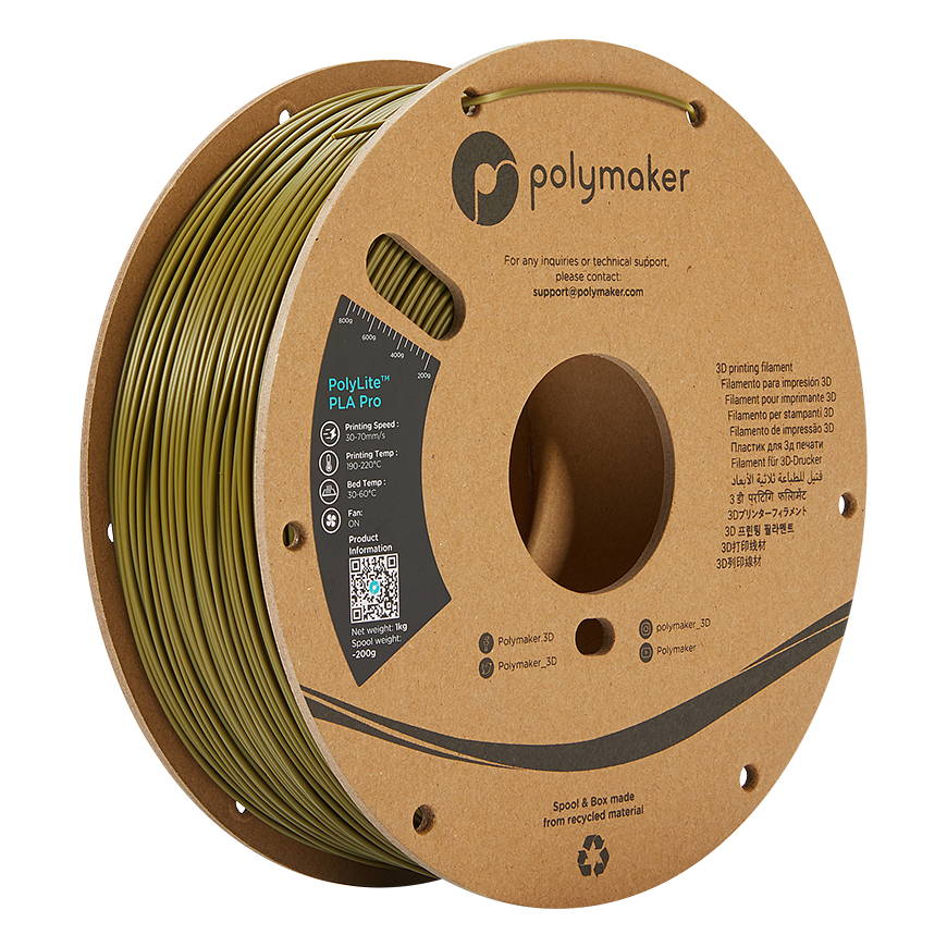 Polymaker PolyLite PLA PRO - 1kg - 1.75mm - Army Green