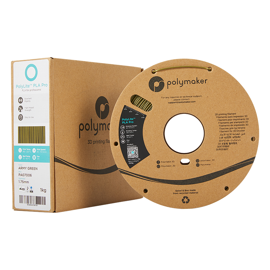 Polymaker PolyLite PLA PRO - 1kg - 1.75mm - Army Žalias – 3