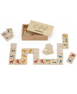 Viga Toys Puiset dominot 2 in 1 - eläimet ja numerot