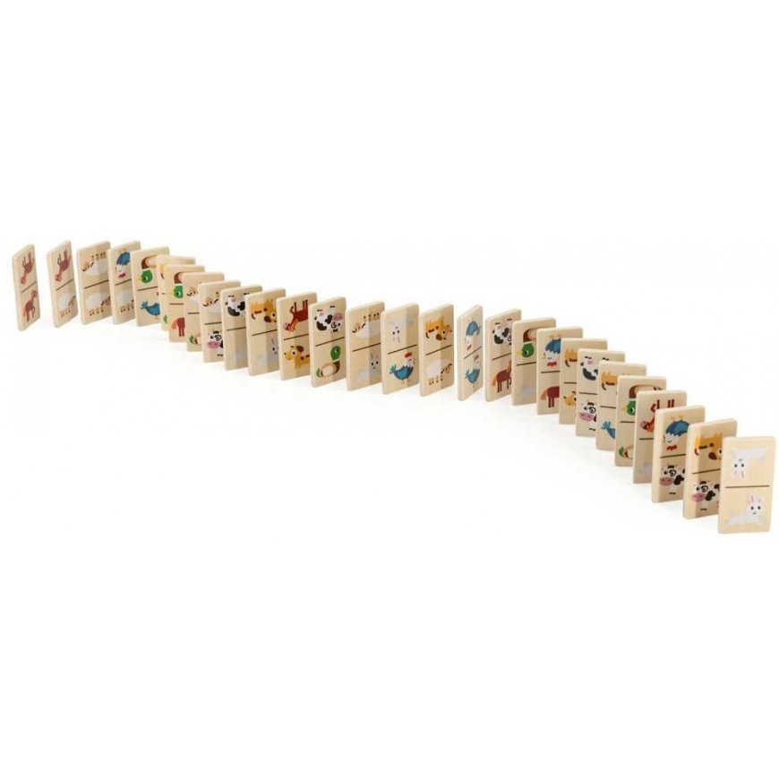 Viga Toys Medinis domino 2 viename – gyvūnai ir skaičiai – 5