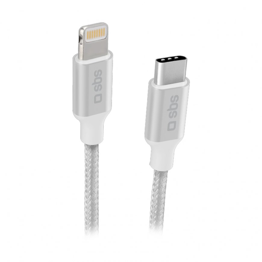 SBS TECABLELIGTC1BW „Lightning“ kabelis 1 m Sidabras