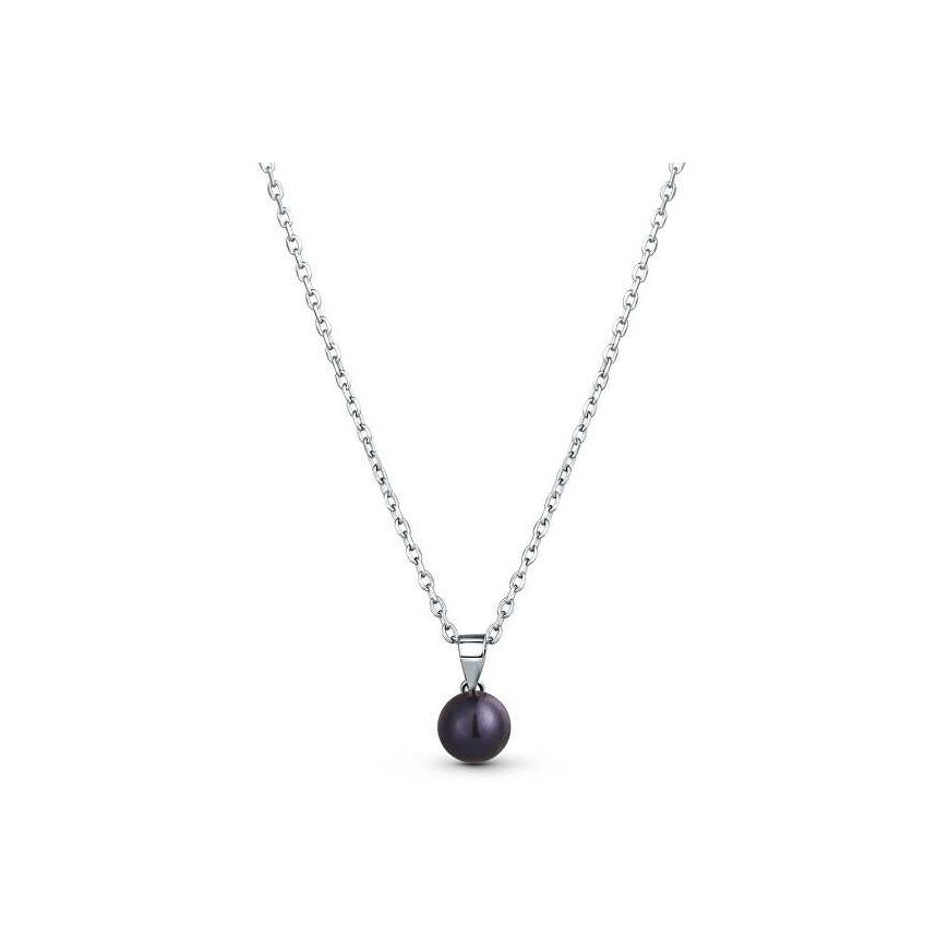 Jwl Luxury Pearls Dailaus sidabro tikro juodo perlų karoliai JL0836 (grandinė, pakabukas)