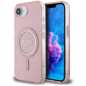 Case Guess IML Glitter Circle MagSafe iPhone 16e pinkille Case Guess IML Glitter Circle MagSafe iPhone 16e pinkille