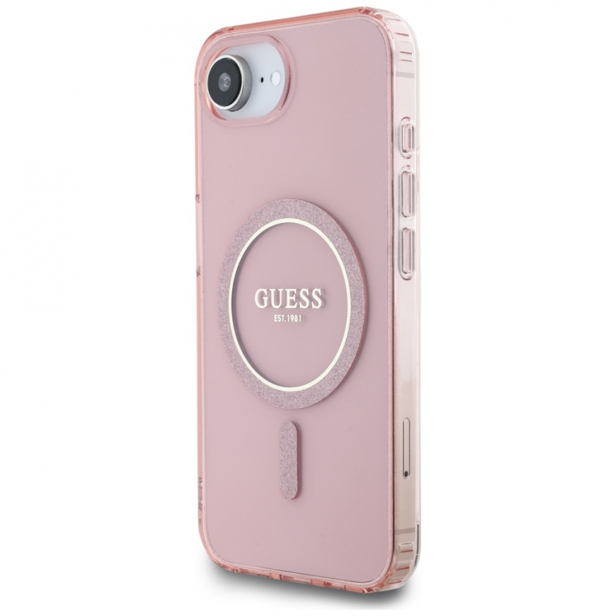Case Guess IML Glitter Circle MagSafe iPhone 16e pinkille – 3