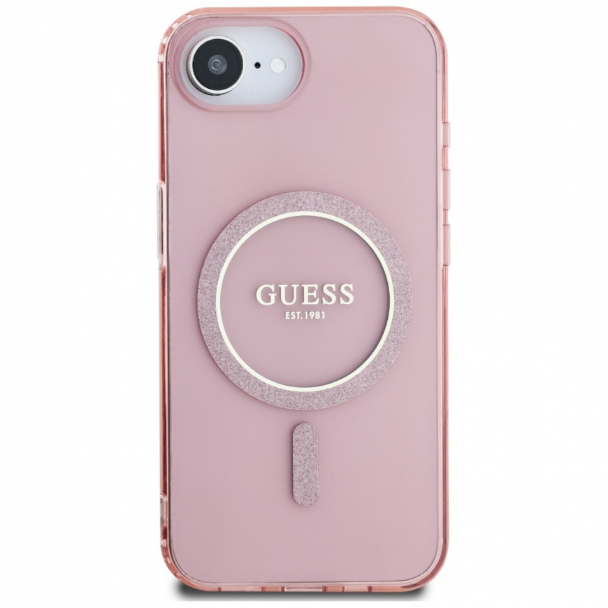 Case Guess IML Glitter Circle MagSafe for iPhone 16e pink – 4