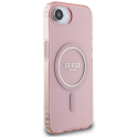 Case Guess IML Glitter Circle MagSafe iPhone 16e pinkille Case Guess IML Glitter Circle MagSafe iPhone 16e pinkille