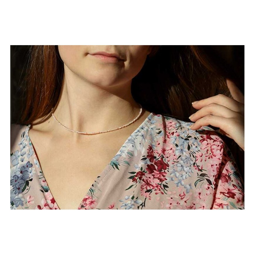 Agate Women's mineral necklace with pink opal POL-N10/47L – 2