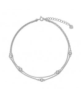 Jälleen korut Double Cubic Zirkonia hopea nilkkakoru AJNH0001