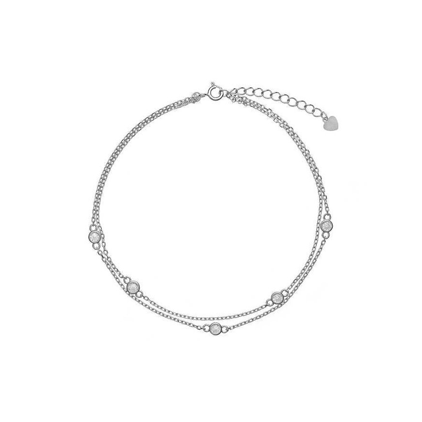 Again Jewelry Double Cubic Zirconia Silver Anklet AJNH0001