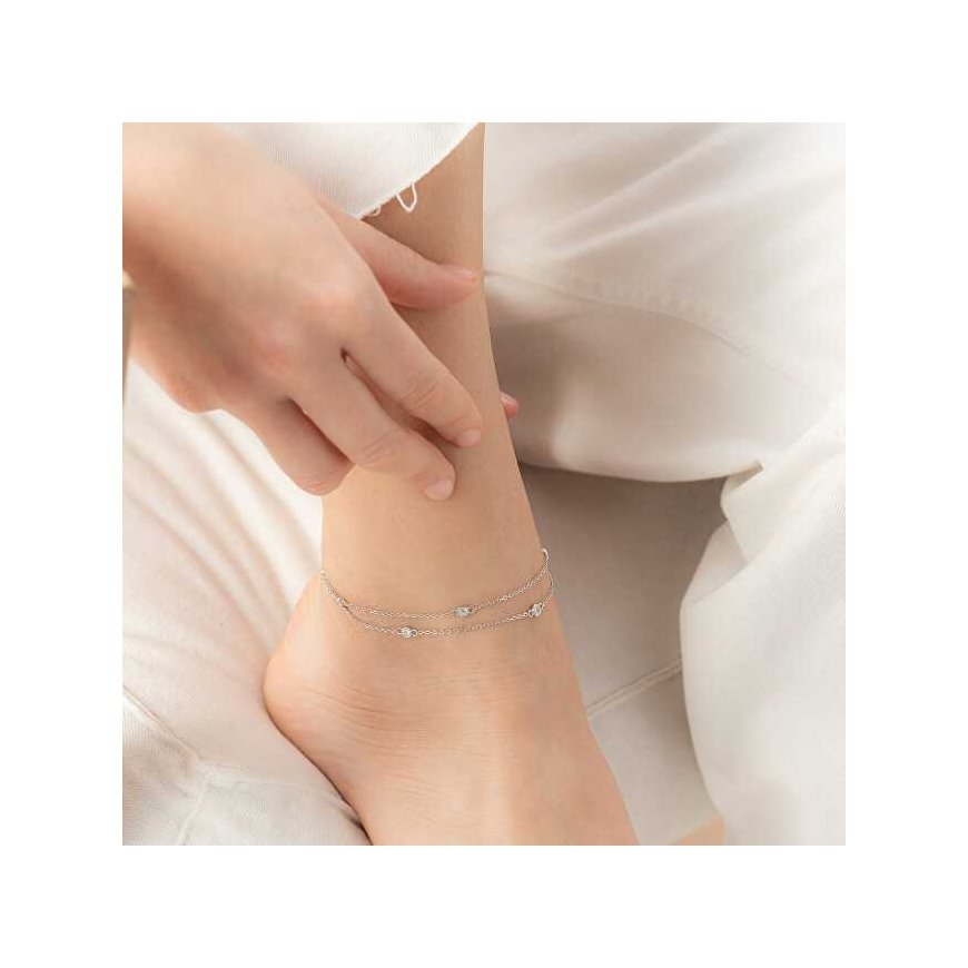 Again Jewelry Double Cubic Zirconia Silver Anklet AJNH0001 – 2