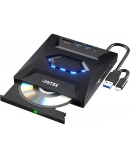 DVD grotuvas Unitek Unitek Nagrywarka zewnętrzna DVD/CD, Hub USB 5Gbps, SD kortelių skaitytuvas