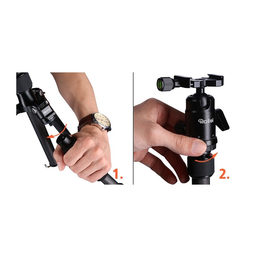 Rollei Compact Traveler No. 1 Carbon tripod Digital/film cameras 3 leg(s) Black, Orange – 4