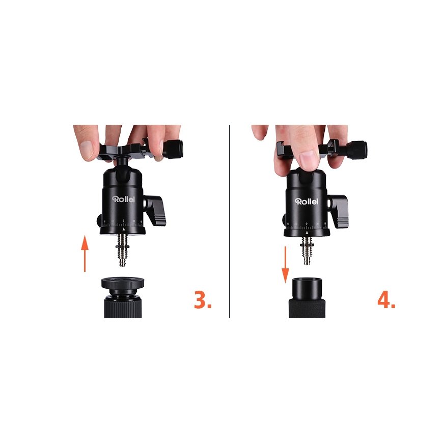 Rollei Compact Traveler No. 1 Carbon kolmjalg Digitaalne/filmikaamera 3 jalg(ad) Must, Oranž – 5