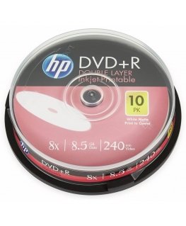 HP DRE00060WIP tyhjä DVD-levy 8,5 GB DVD+R 10 kpl
