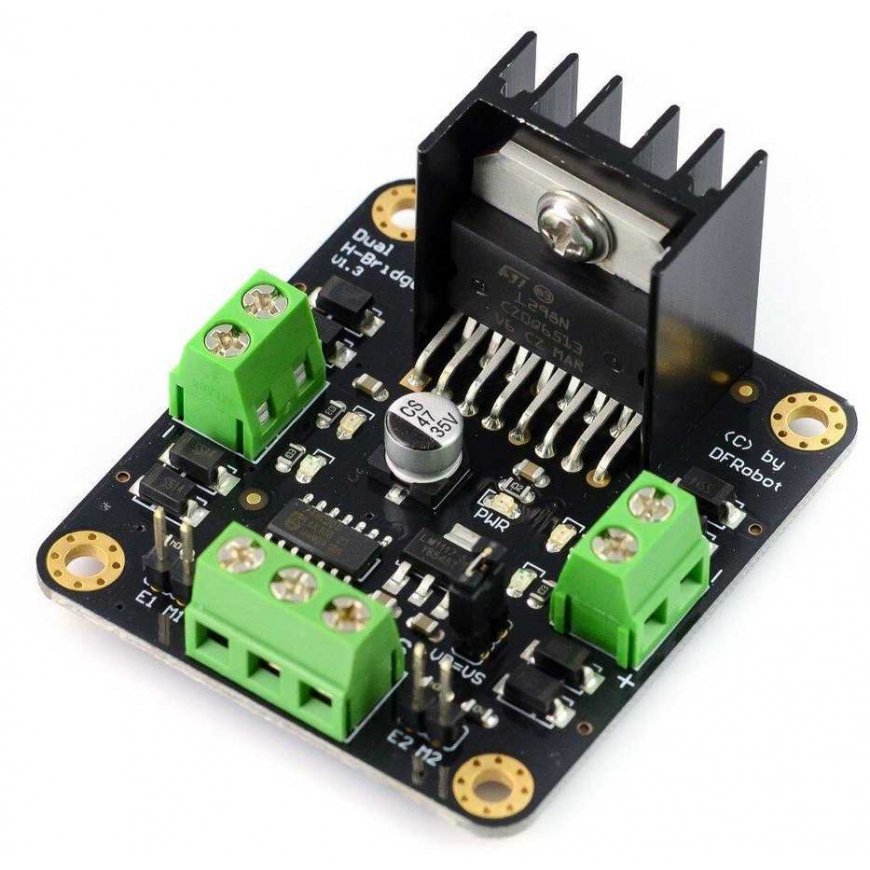 DFRobot L298N, dviejų kanalų DC variklio valdiklis, 12 V / 2 A