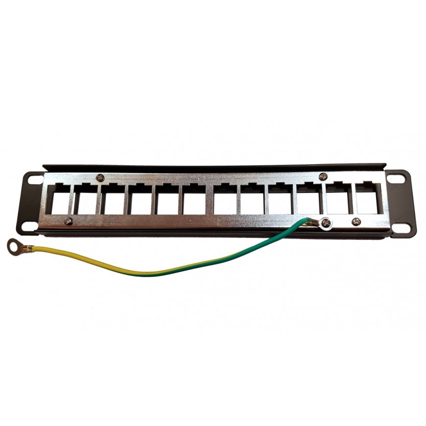 10-inch LEXI-Net 12-port modular shielded panel, black