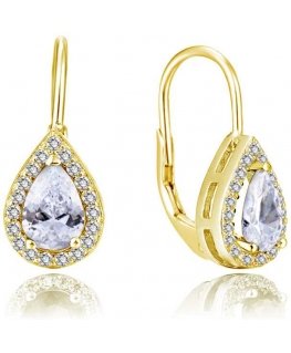 Beneto Gold-plated earrings with clear zircons AGUC2228-GOLD