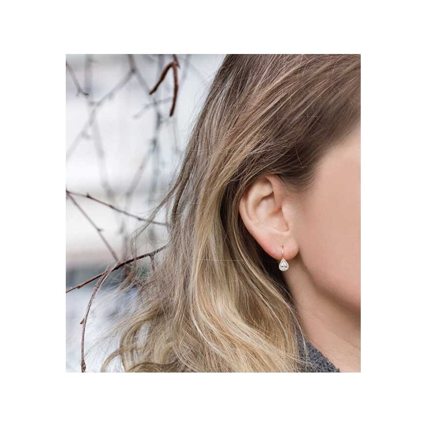 Beneto Gold-plated earrings with clear zircons AGUC2228-GOLD – 2