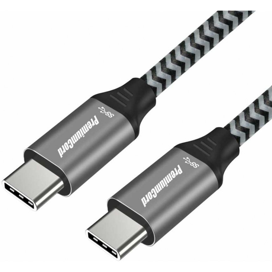 Premiumcord USB 3.2 Gen 1 USB-C male cable with USB-C male, cotton braid, 2 m