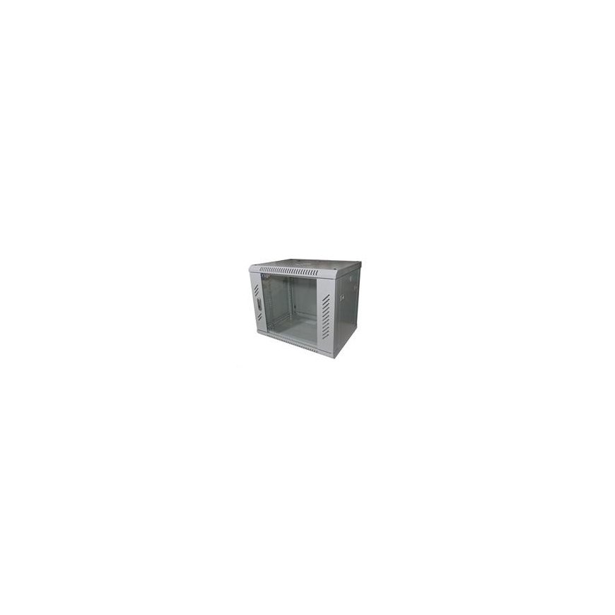 LEXI-Net 19" wall cabinet 9U 600x450, load capacity 60 kg, glass doors, extended, gray