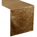 Eurofirany BLINK / 18 Velvet table runner with water lily leaf pattern, 35X180 cm, color: brown Eurofirany BLINK / 18 Velvet table runner with water lily leaf pattern, 35X180 cm, color: brown