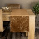 Eurofirany BLINK / 18 Velvet table runner with water lily leaf pattern, 35X180 cm, color: brown Eurofirany BLINK / 18 Velvet table runner with water lily leaf pattern, 35X180 cm, color: brown