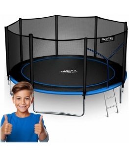 12 ft / 374 cm garden trampoline with external net and Neo-Sport ladder