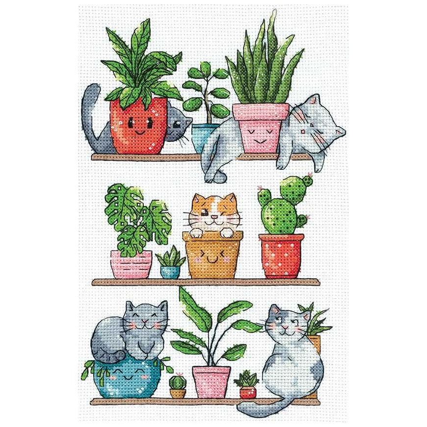 Beldizart Cross stitch kit "Cats and flowers" 15x23 cm SANK-68