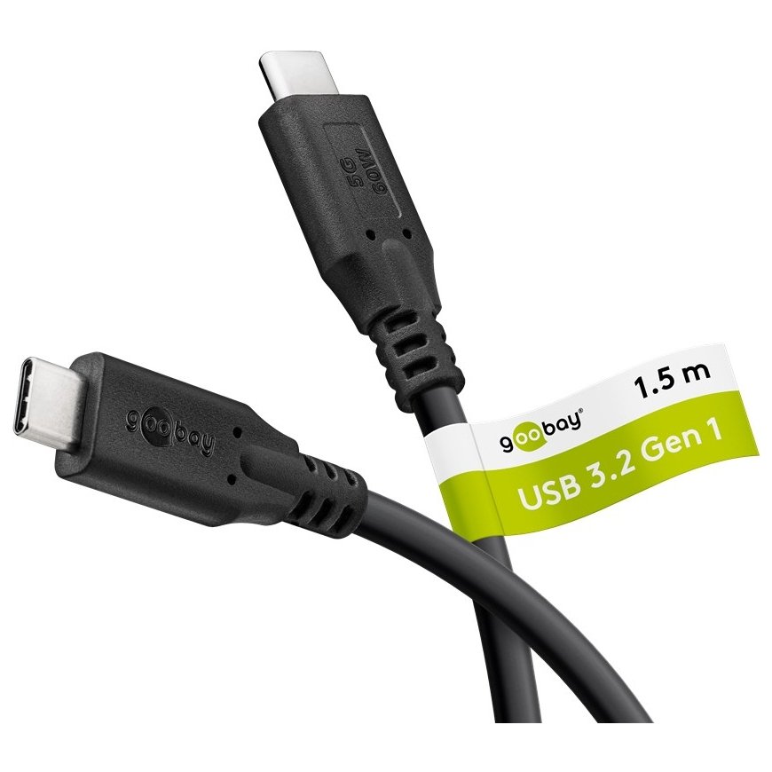 Goobay 74727 USB-kaapeli USB 3.2 Gen 1 (3.1 Gen 1) 1,5 m USB C musta