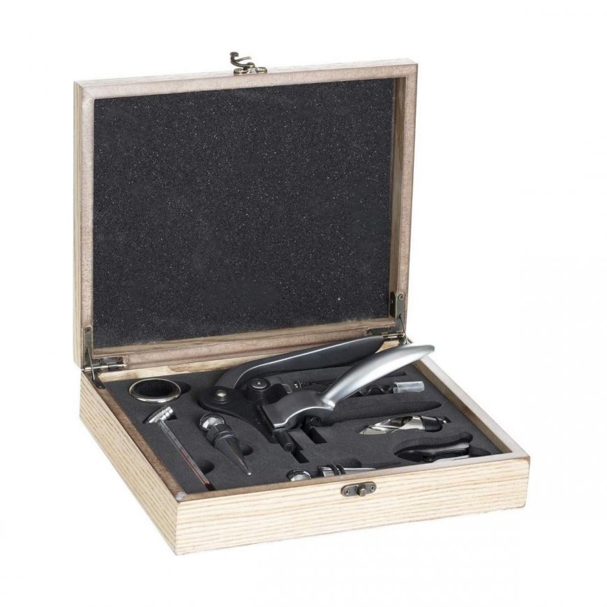 Secret De Gourmet Sommelier set in wooden box, 9 pieces