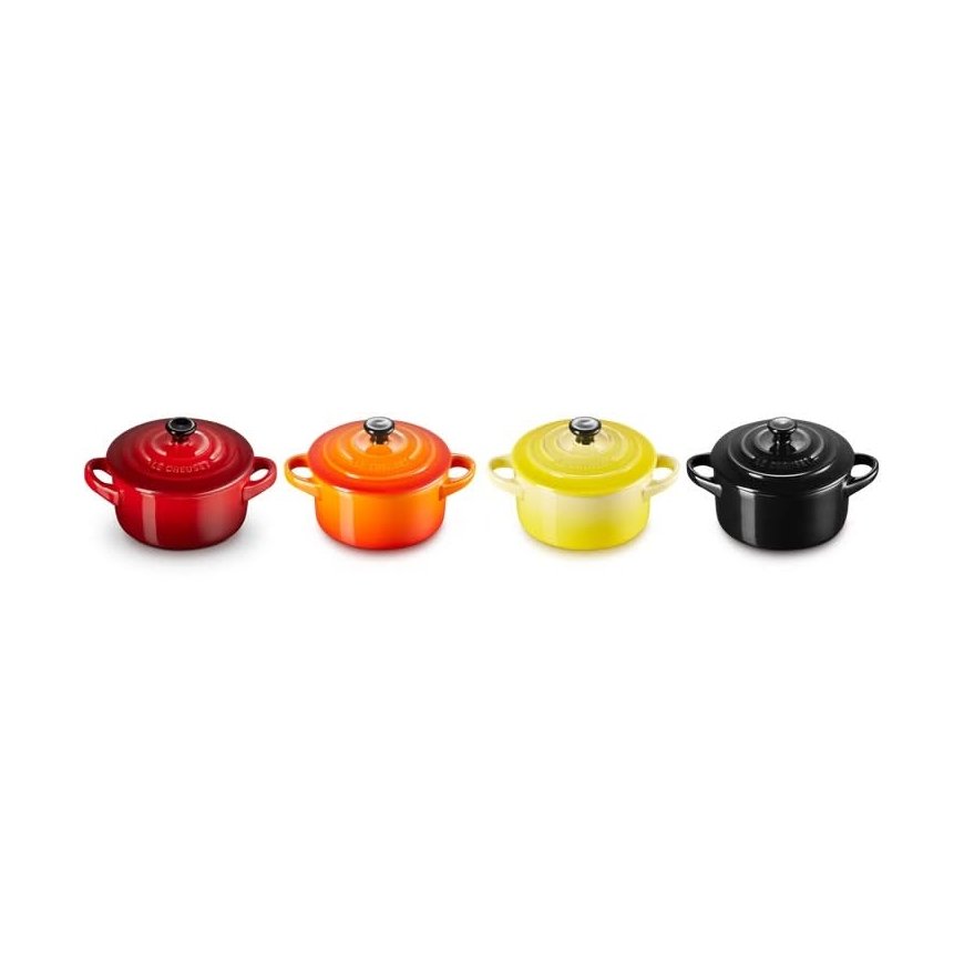 Le Creuset kivitavarasetti 4 pientä, 10x5 cm punaista ruukkua