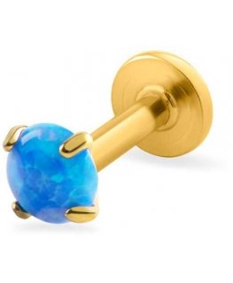 Troli Gold-plated labret with blue synthetic opal
