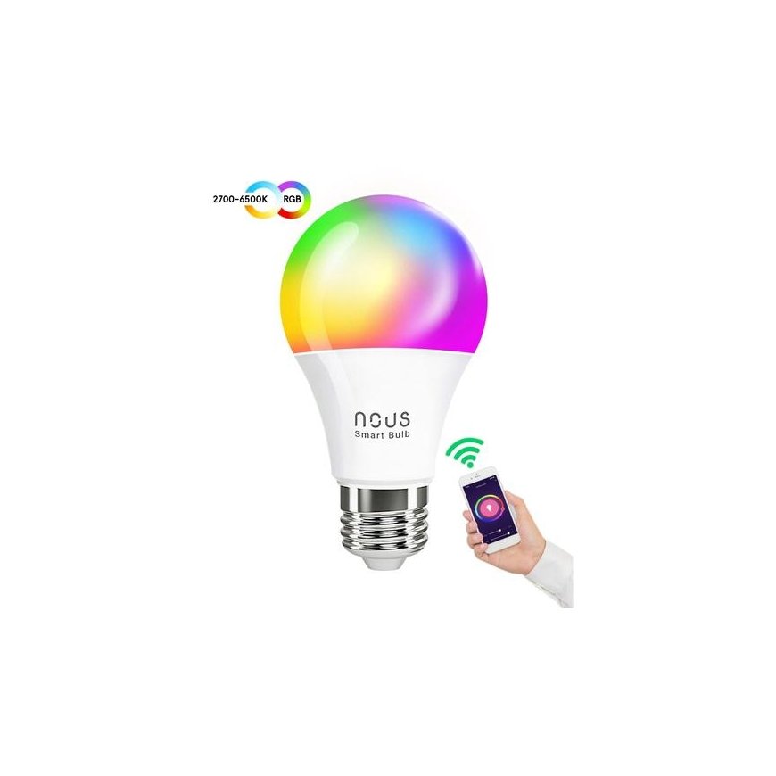 LED-lamppu E27, 230V, 9W, 810lm, 2700K - 6500K, RGB, älykäs Wi-Fi, sovellusohjattu, TUYA / Smart Life, P3, NOUS – 2
