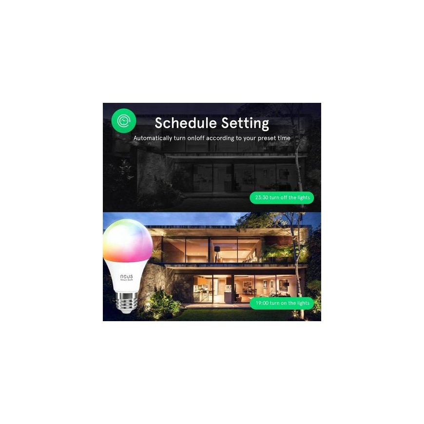 LED-lamppu E27, 230V, 9W, 810lm, 2700K - 6500K, RGB, älykäs Wi-Fi, sovellusohjattu, TUYA / Smart Life, P3, NOUS – 5