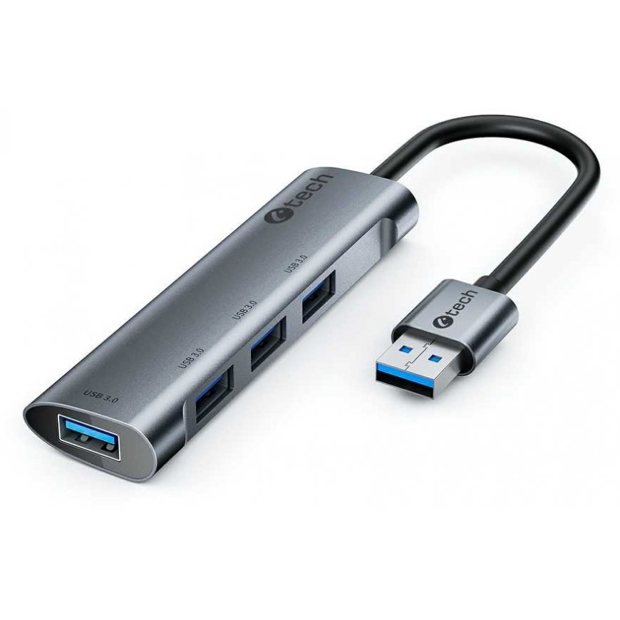 C-Tech USB HUB C-TECH UHB-U3-AL, USB hub, 4x USB 3.2 Gen 1, aluminum housing