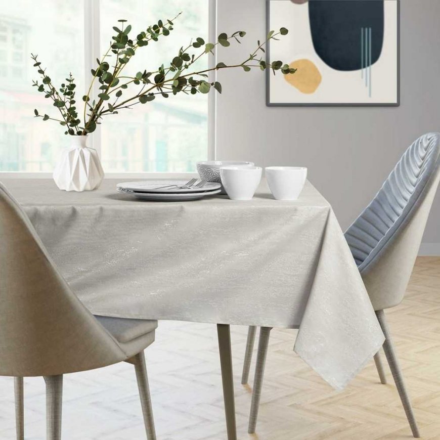 Tablecloth Vesta cream pressed modern 40x180 AmeliaHome