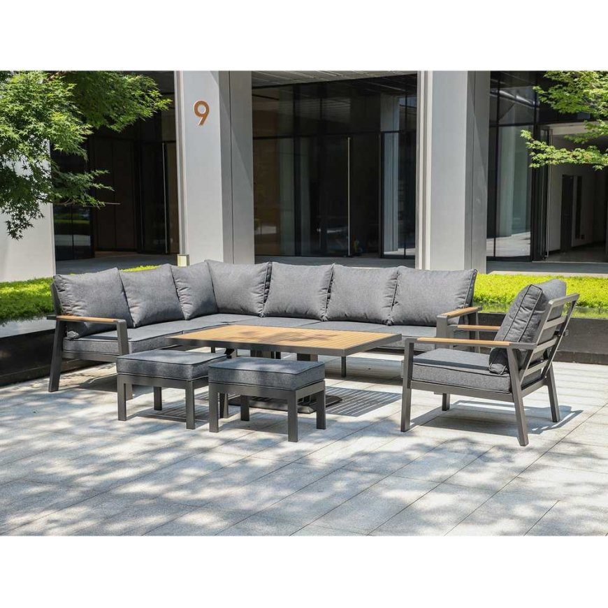 Outdoor furniture set Garden furniture set PARKER 5-parts, gray – 4