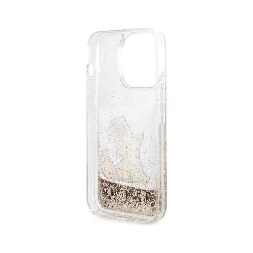 Guess PC|TPU Peony Glitter Script Logo Case for iPhone 14 Pro Go – 2