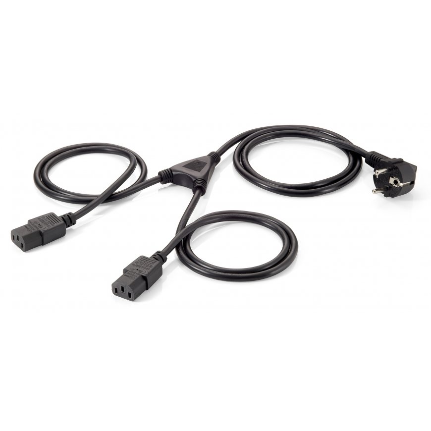 Equip 112220 Melns 1,8 m F-veida elektrības spraudnis 2 x C13 uzmava
