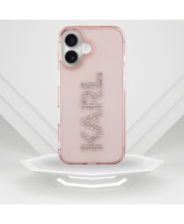 Case Karl Lagerfeld IML Rhinestones Logo for iPhone 16 pink