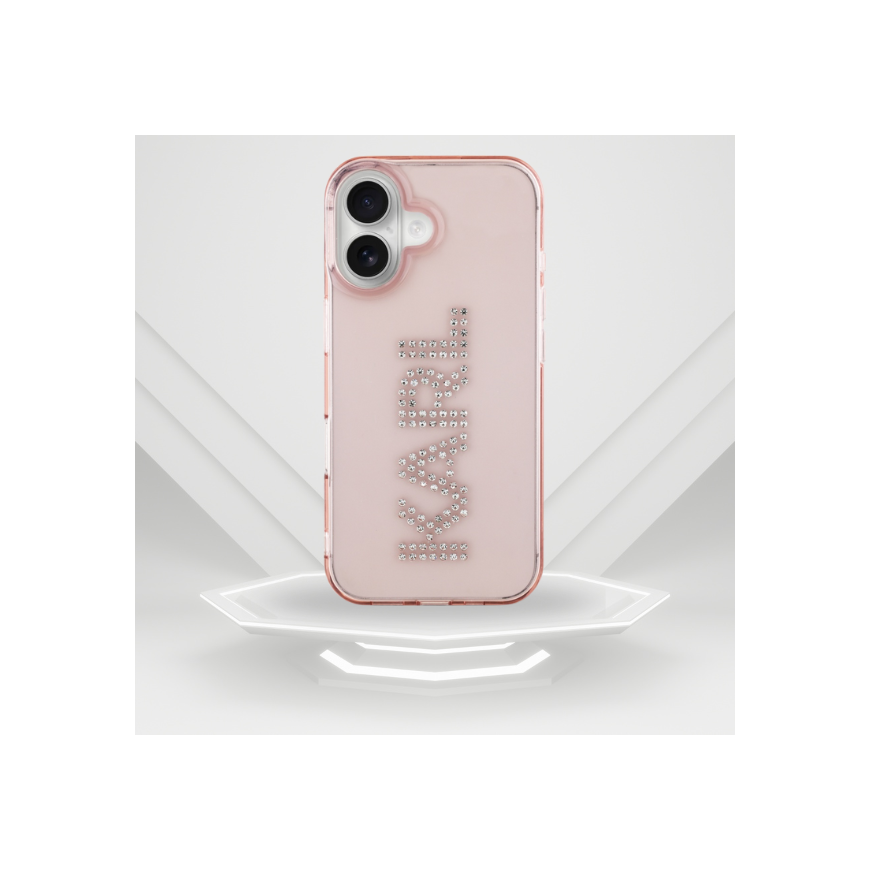 Case Karl Lagerfeld IML Rhinestones Logo for iPhone 16 pink