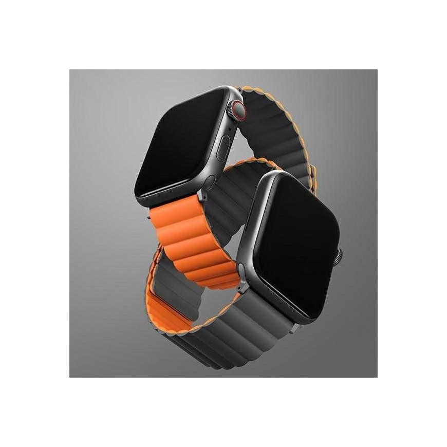 Uniq UNIQ dirželis Revix Apple Watch Series 4/5/6/7 / SE 44 / 45mm. Apverčiamas Magnetinis pilkai oranžinis / pilkai oranžinis – 3